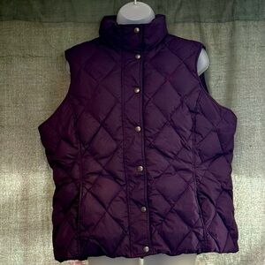 Women's Lands End 1X Purple Quilted Down Vest